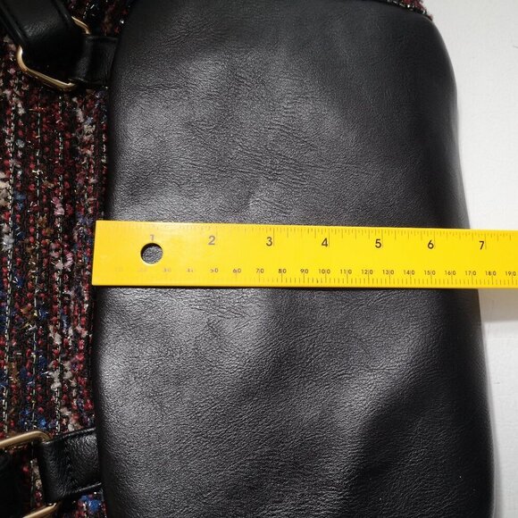 Aldo Adult Ladies Burgundy with Sparkly Yarn & Black Trim Snap Closure Backpack - Picture 16 of 16